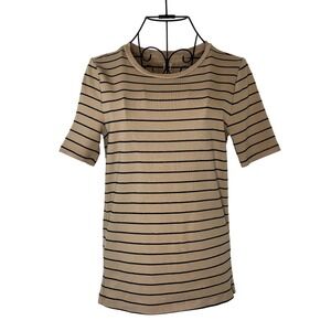 GAP Modern Tee Women S Tan Black Stripe Short Sleeve Crew Neck T Shirt Top